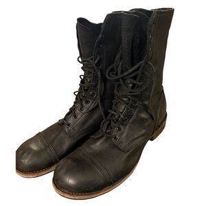 Men’s Black Walkover Vintage Brand Leather Combat Style Boots 11